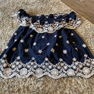 Off the shoulder navy blue top